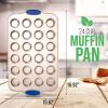 imageNutriChef 24 Cup Mini Muffin Non Stick Baking Pan Attractive Gold Carbon Steel Bake Pan with Blue Silicone Handles Commercial Grade Restaurant Quality Metal Bakeware Compatible with Model NCSBSG60