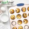 imageNutriChef 24 Cup Mini Muffin Non Stick Baking Pan Attractive Gold Carbon Steel Bake Pan with Blue Silicone Handles Commercial Grade Restaurant Quality Metal Bakeware Compatible with Model NCSBSG60