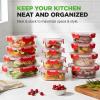 imageNutriChef 24pcs Glass Food Storage Containers 12 Stackable Heavy Duty Meal Prep Containers w 12 Airtight Lids Microwave Freezer ampamp Dishwasher Safe for Food Snacks Fruit ampamp More BlueRed