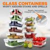 imageNutriChef 24pcs Glass Food Storage Containers 12 Stackable Heavy Duty Meal Prep Containers w 12 Airtight Lids Microwave Freezer ampamp Dishwasher Safe for Food Snacks Fruit ampamp More BlueWhite