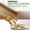 imageNutriChef 2Piece XL Mega Cookie Sheet Baking Pans Set  22quot x 16quot Extra Large Nonstick Carbon Steel Oven Baking Tray Pans Stackable Bakeware Black  NCLGBP16Gold