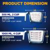 imageNutriChef 3 Pieces Measuring Cups  BPAFree Premium Heat Resistant Borosilicate Glass Measuring Cups w Handle Precise Measurement w Oz ampamp Ml Scale in 250ml 500ml ampamp 1000ml Microwave ampamp Oven Safe2 Sizes