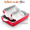 imageNutriChef 3Piece Ceramic Casserole Dish for Oven  Premium Lasagna Baking Pans w Nonstick Coating ampamp BuiltIn Handles  Dishwasher ampamp Microwave Safe  14quot x 8quot 10quot x 6quot 7quot x 5quot  RedRed