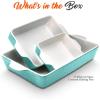 imageNutriChef 3Piece Ceramic Casserole Dish for Oven  Premium Lasagna Baking Pans w Nonstick Coating ampamp BuiltIn Handles  Dishwasher ampamp Microwave Safe  14quot x 8quot 10quot x 6quot 7quot x 5quot  RedAqua