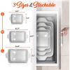 imageNutriChef 3Piece Ceramic Casserole Dish for Oven  Premium Lasagna Baking Pans w Nonstick Coating ampamp BuiltIn Handles  Dishwasher ampamp Microwave Safe  14quot x 8quot 10quot x 6quot 7quot x 5quot  RedGray