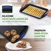 imageNutriChef 3Piece Nonstick Cookie Sheets for Baking  Carbon Steel Stackable Bakeware Set w Silicone Handles  Non Toxic Baking Pan  Durable ampamp Wrap Resistance Oven Safe  Easy cleanup