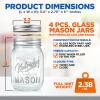 imageNutriChef 4Pack 16 oz Mason Jars with Lids  Thick Glass Canning Jars with Stainless Steel Lids  Ideal for DIY Spices Meal Prep Overnight Oats Jelly Jam Honey Candles Crafts ampamp More4 Pack