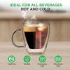 imageNutriChef 52 Oz Espresso Cups Set Of 2 Double Walled Glass Coffee Mugs For Hot And Cold Drinks Insulated Glass Coffee Mugs With Handle2 Pcs