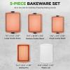 imageNutriChef 5Piece Bakeware Set  Premium NonStick Stackable Kitchen Baking Pans with Silicone Handles  Includes 3 Cookie Sheets Baking Pan ampamp Lid  Perfect for Cakes Cookies ampamp BrowniesAssorted Sizes