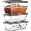 imageNutriChef 6 Piece Glass Loaf Pans for Baking Bread  76 Cups Stackable Glass Bread Loaf Pan  3 loaf Pan with 3 Lids  Oven ampamp Microwave Safe Dishwasher Safe  ClearOne Size