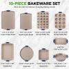 imageNutriChef 6Piece Nonstick Bakeware Set  Premium Carbon Steel Baking Trays wHeatSafe Silicone Handles  Includes Loaf Pan MuffinCupcake Pan Round ampamp Square Roaster Pans Cookie Sheet  NCSBSG3610 Piece Set
