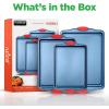 imageNutriChef 8Piece Nonstick Baking Pan Set  Premium Carbon Steel Bakeware w Silicone Handles  Includes Pizza Tray Loaf Pan 12Cup Muffin Pan RoundSquare Pans ampamp Cookie Sheet  Blue3Piece Set