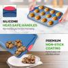 imageNutriChef 8Piece Nonstick Baking Pan Set  Premium Carbon Steel Bakeware w Silicone Handles  Includes Pizza Tray Loaf Pan 12Cup Muffin Pan RoundSquare Pans ampamp Cookie Sheet  Blue6 Piece Set