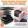imageNutriChef 8Piece Nonstick Stackable Bakeware Set  PFOA PFOS PTFE Free Baking Pans Set wNonStick Coating 450F Oven Safe Round Cake Loaf Muffin WideSquare Pans Cookie Sheet GrayBlack