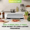 imageNutriChef Automatic Food Vacuum Sealer Machine  Electric Air Sealing Preserver with 5 Reusable Bags LED Controls HighPower Suction for Dry ampamp Moist Foods Stainless Steel HousingBlackSilverWhite