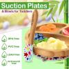 imageNutriChef Baby and Toddler 3 compartment plate bowl and spoon feeding set silicon suction Nontoxic all natural Bamboo baby food plate with silicon bib Star