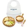 imageNutriChef Baby and Toddler 3 compartment plate bowl and spoon feeding set silicon suction Nontoxic all natural Bamboo baby food plate with silicon bib Star