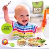 imageNutriChef Baby and Toddler plate  silicon suction 3 compartment Nontoxic Allnatural Bamboo Baby Food plate StarsLarge