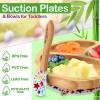 imageNutriChef Baby and Toddler plate  silicon suction 3 compartment Nontoxic Allnatural Bamboo Baby Food plate StarsLarge Pack of 2