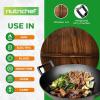 imageNutriChef Cast Iron Wok with Wooden Lid  PreSeasoned Chinese Wok for StirFry Compatible with Multiple Cooktops Including Induction Large 58 Qt Capacity 12quot Diameter