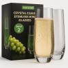 imageNutriChef Champagne Flutes Stemless 94oz  Set of 2 Elegant Clear Crystal Glass Drinkware wNarrow Rim Seamless Bowl LeadFree Dishwasher Safe Sparkling Wine Glassware Perfect for Any Occasion2 pack