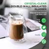imageNutriChef Double Wall Insulated Glasses  2pcs 8 oz High Borosilicate Glass Sweat Free Mugs Clear Drinkware for HotCold Drinks Coffee Espresso Cappuccino Latte Tea Microwavable Dishwasher Safe