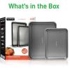 imageNutriChef NonStick Cookie Sheet Baking Pans 2Piece Oven Baking Trays w Superior Nonstick Coating  15quot x 11quot ampamp 13quot x 9quot Sizes for Convenient Roasting ampamp Baking  Dishwasher SafeGray
