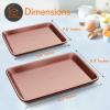 imageNutriChef NonStick Cookie Sheet Baking Pans 2Piece Oven Baking Trays w Superior Nonstick Coating  15quot x 11quot ampamp 13quot x 9quot Sizes for Convenient Roasting ampamp Baking  Dishwasher SafeRose Gold