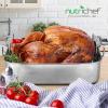 imageNutriChef Premium Stainless Steel Roasting Pan with Rack  HeavyDuty 14 Turkey Roasting Pan for Turkey Chicken ampamp Meats Wide Handles Dishwasher SafeWith Cast Handle