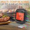 imageNutriChef Smart Bluetooth BBQ Thermometer with Travel Zip Case Upgraded Stainless w 2 Temperature Probes LCD Display Done Alarm Android iPhone Gas Charcoal BBQ Smoker Temp MonitoringBlack 2 Probes  Carry Case