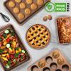 imageNutriChef Stackable NonStick Baking Pans Set  Carbon Steel Bakeware Set w Cookie Sheet Muffin ampamp Loaf Pan Double Coated for Easy Release Oven ampamp Dishwasher Safe Resists Warping  Easy to CleanGold