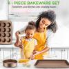 imageNutriChef Stackable NonStick Baking Pans Set  Carbon Steel Bakeware Set w Cookie Sheet Muffin ampamp Loaf Pan Double Coated for Easy Release Oven ampamp Dishwasher Safe Resists Warping  Easy to CleanGold