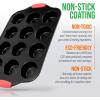 imageNutrichef 12 Cup Muffin Pan Durable and Nonstick Carbon Steel Bake Pan with Silicone Handles Kitchen Essential Cupcake Pan Stain Resistant Easy Clean PFOA PFOS PTFE Free 1622 x 1043Black