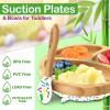 imageNutrichef Baby and Toddler plate  silicon suction 3 compartment Nontoxic Allnatural Bamboo Baby Food plate Sparkle