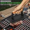 imageNutrichef Cast Iron Grill Press  HeavyDuty Griddle Press with Wooden Handle Speeds Up Cooking Time on Steak Burger Patty Meats Bacon Quesadillas ampamp More Leave an Attractive Mark on Any Meat
