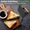 imageNutrichef Cast Iron Grill Press  HeavyDuty Griddle Press with Wooden Handle Speeds Up Cooking Time on Steak Burger Patty Meats Bacon Quesadillas ampamp More Leave an Attractive Mark on Any Meat
