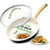 imageNutriChef 10Inch Professional Ceramic Frying Pan With Lid  Medium Skillet with Golden Titanium Handle NonStick Ceramic Coating StainResistant Easy to Clean Ideal for Home Cooking12 Frying Pan