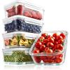 imageNutriChef 10Piece Superior Glass Food Storage Containers Set 5 Containers  5 Locking LidsStackable Mealprep Design BPAfree Airtight Clear Locking lids with Vent Lids ampamp Air Hole BlueTransparent