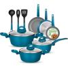 imageNutriChef 12Pc Blue Nonstick Cookware Set  Professional Pots ampamp Pans with Durable Coating All Cooktops Compatible Including InductionGreen