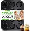 imageNutriChef 12cup Blue Oven Muffin Pan NonStick Coated Layer Surface Even Heating Muffin Tray for Muffins Cupcakes Pastries ampamp Mini Pies Used for Model Number NCBK6TRnonstick muffin pan  black