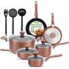 imageNutriChef 13 Pcs Nonstick Kitchen Cookware PFOAPFOSFree Heat Resistant Kitchenware Set wSaucepan Frying Pans Cooking Pots Casserole Lids ampamp Utensils Brown NCCWA13BRBrown