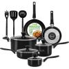 imageNutriChef 13 Pcs Nonstick Kitchen Cookware PFOAPFOSFree Heat Resistant Kitchenware Set wSaucepan Frying Pans Cooking Pots Casserole Lids ampamp Utensils Brown NCCWA13BRBlack