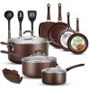 imageNutriChef 14Piece Pots and Pans Set Non Stick  Induction Cookware Set PFASFree Nonstick Cookware for All Cooktops Includes Kitchen UtensilsBrown