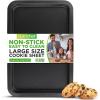 imageNutriChef 17 Inch Black Nonstick Large Cookie Sheet Thick ampamp Durable Carbon Steel Baking Pan with Nontoxic Coating  Easy Clean Wrap Resistance ampamp Oven Safe