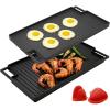 imageNutriChef 20quotx10quot Reversible Cast Iron Griddle Pan  Flat ampamp Grill Sides PreSeasoned Oven Safe ExtraWide PFOA ampamp PFOS Free for Gas Electric or Outdoor CookingBlack