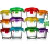 imageNutriChef 24Piece 12 Glass Food Storage Containers and 12 Lids 448oz Mini Stackable Meal Prep Round Containers  Microwave Freezer ampamp Dishwasher Safe For Baby Food Snacks Fruits Nuts ampamp More