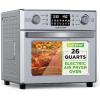 imageNutriChef 26L Electric Air Fryer Oven  1700W Countertop Rotisserie ampamp Air Fryer  360 Rotating Feature  10 Digital Menu Presets  Includes Drip Tray Air Frying Basket ampamp Bake Rack 15x16x14 Silver