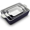 imageNutriChef 3Piece Ceramic Casserole Dish for Oven  Premium Lasagna Baking Pans w Nonstick Coating ampamp BuiltIn Handles  Dishwasher ampamp Microwave Safe  14quot x 8quot 10quot x 6quot 7quot x 5quot  RedRoyal Blue
