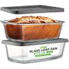imageNutriChef 6 Piece Glass Loaf Pans for Baking Bread  76 Cups Stackable Glass Bread Loaf Pan  3 loaf Pan with 3 Lids  Oven ampamp Microwave Safe Dishwasher Safe  ClearOne Size