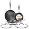imageNutriChef 6Piece TriPly Stainless Steel Frying Pan Set  8quot 10quot 12quot NonStick Skillets with Lids Induction Compatible Oven Safe ScratchResistant Dishwasher Safe3 Piece Frying Pan
